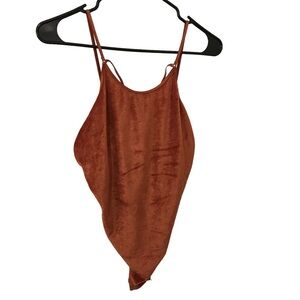 Out from Under x Urban outfitters rust orange velvet bodysuit size M